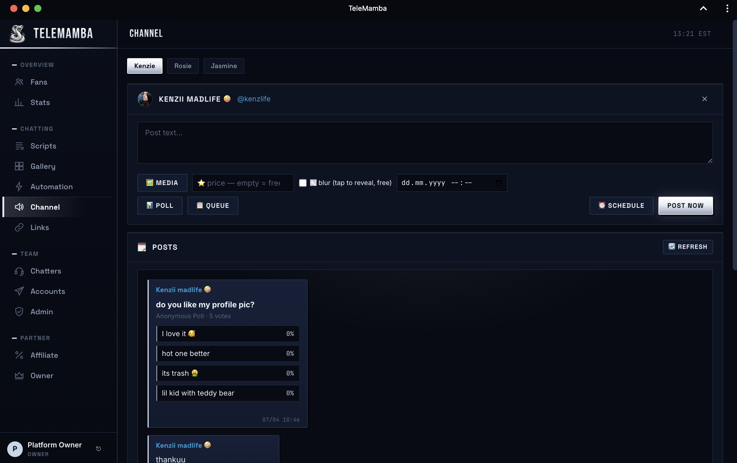 TeleMamba Channel composer